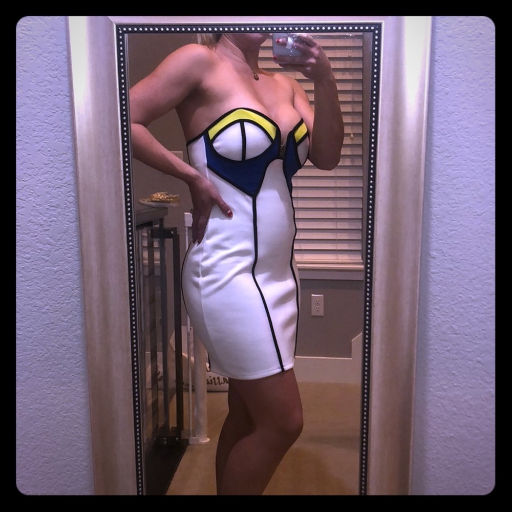 Color block strapless dress